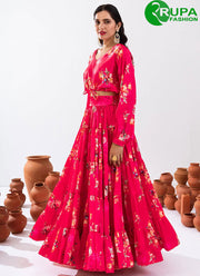 Beautiful Rani Pink Color Chinon Readymade with Digital Print Work Lehenga Choli